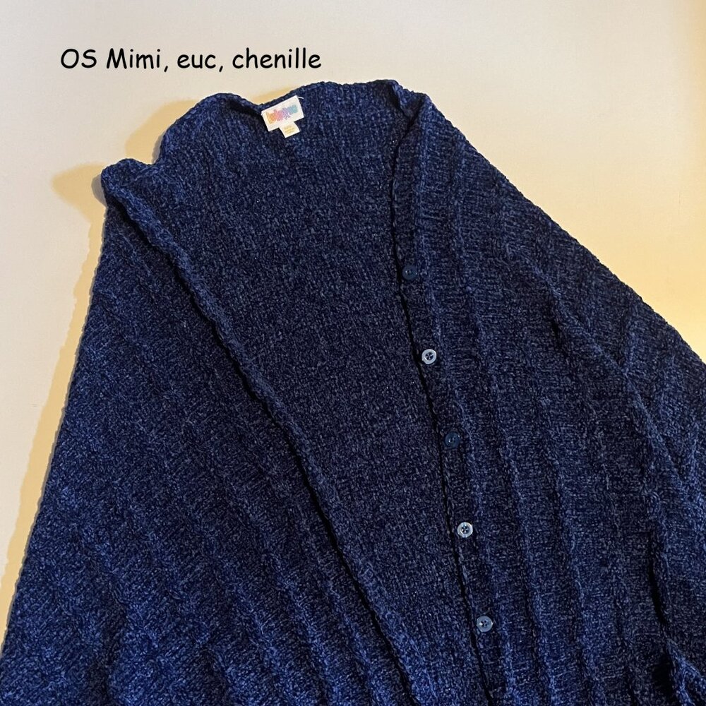 One Size Lularoe Mimi chenille wrap shawl, sapphire blue